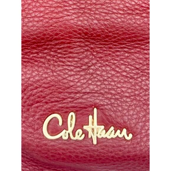 Cole Haan Leather Hobo Bag in Red - Ruched “Bailey” Design w Zips, Gold Hardware - Picture 2 of 11